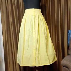 Vintage Yellow Button-Front Midi Skirt